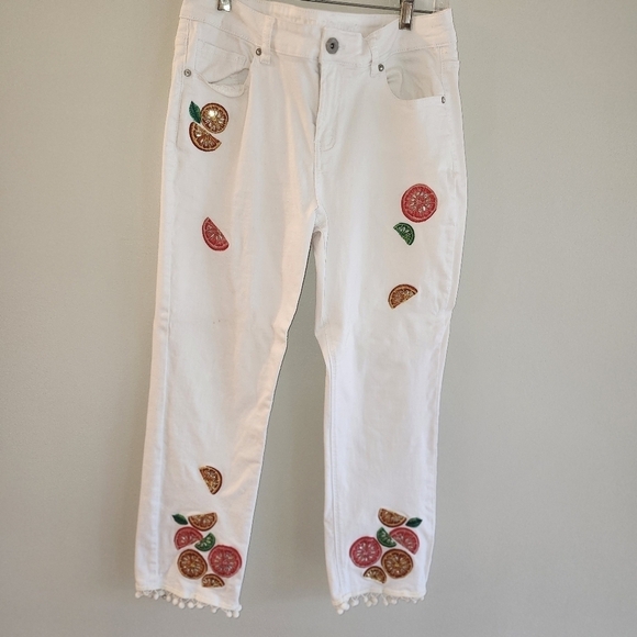 MOLITA White denim jeans with applique - Picture 1 of 6